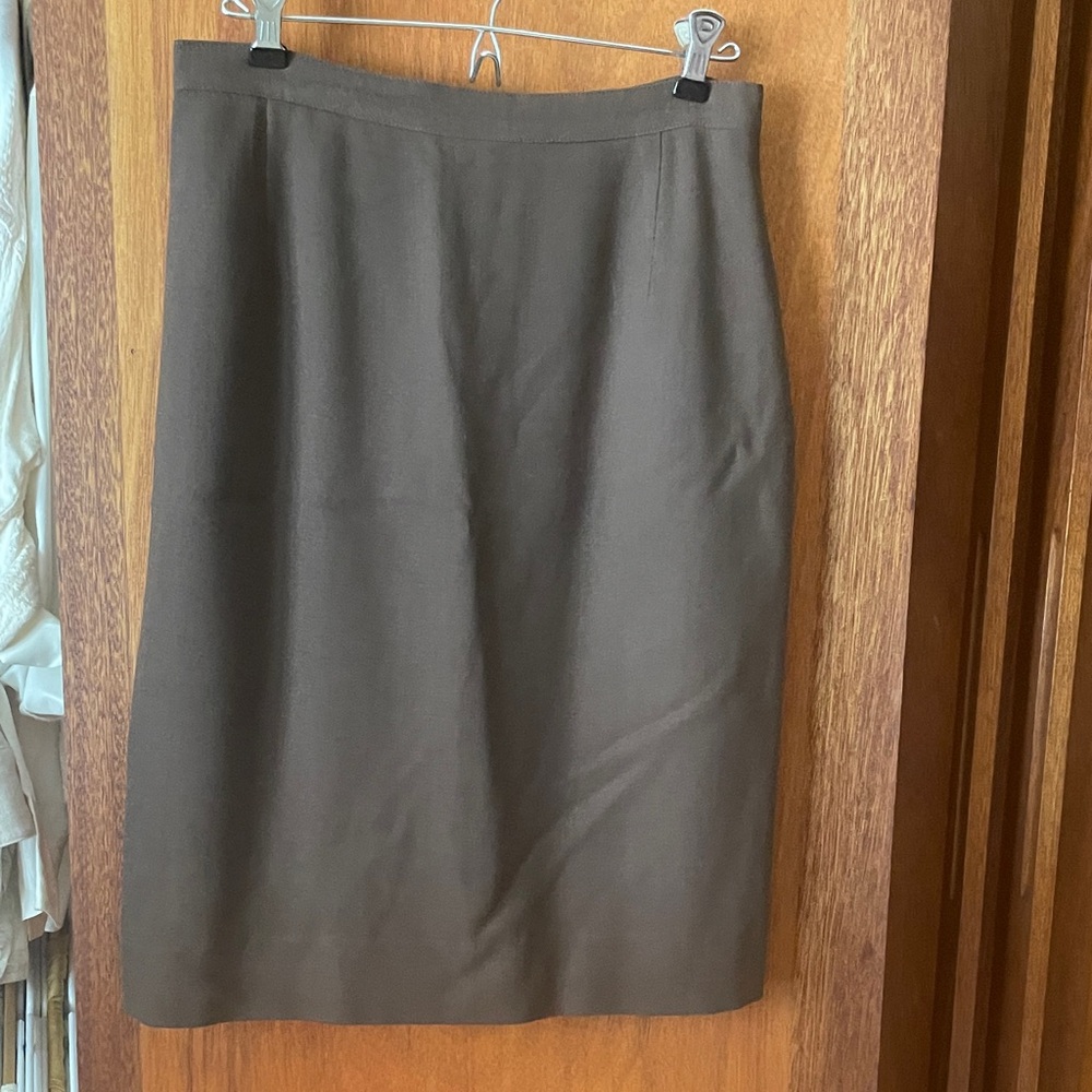 Vintage 80s Fouks Paris Wool Gabardine Pencil Skirt S Made in France